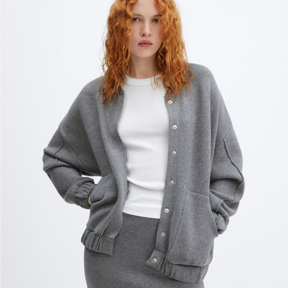Mango Knitted Bomber Jacket
